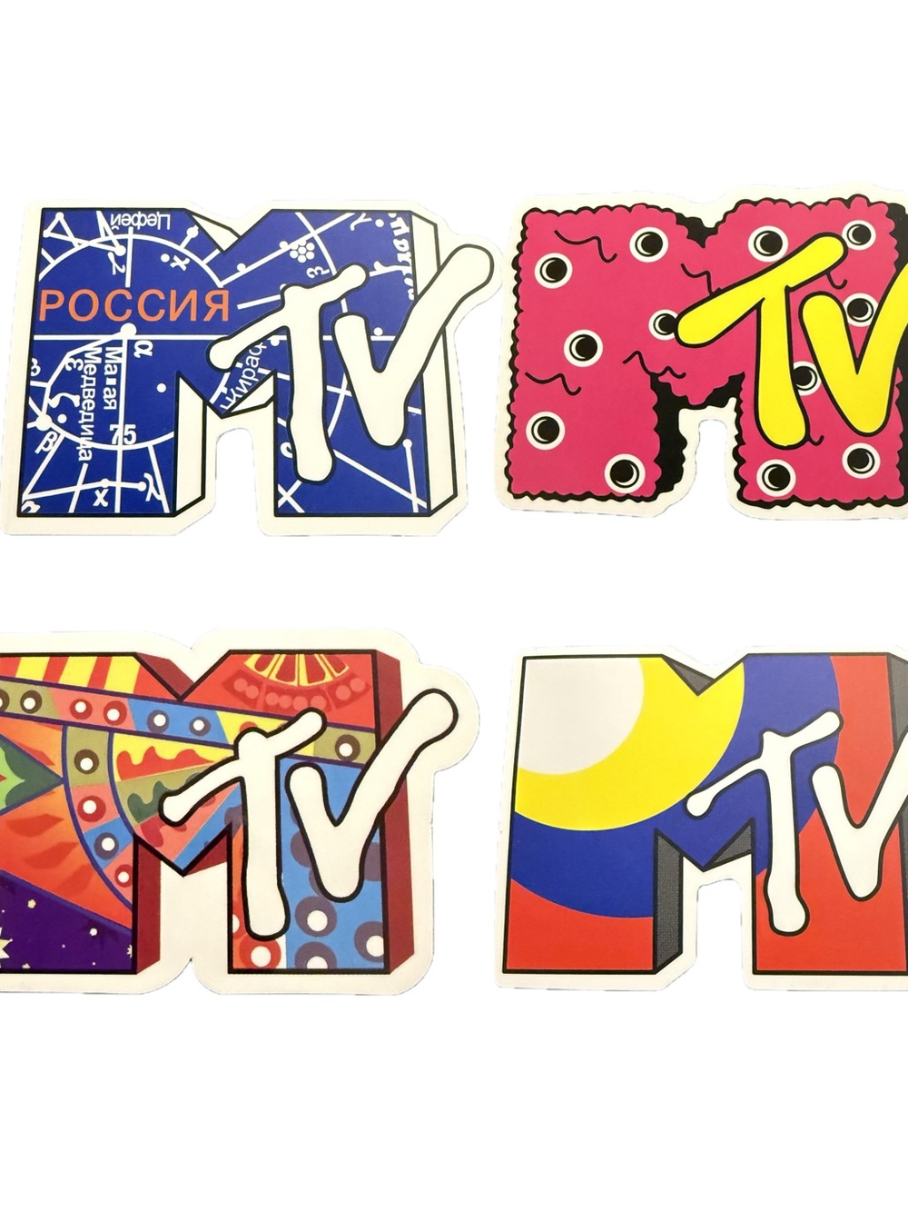 MTV Logo Sticker Lot Retro Pop Art International Flag Cartoon Vinyl Decals
